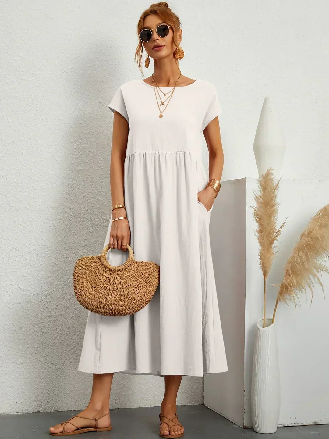 Echoarchiv | Casual Elegant Baumwolle und Leinenkleid