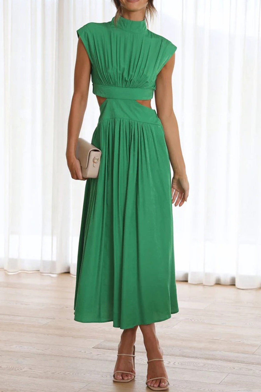 Mock Neck Cutout Midi Kleid – Élara