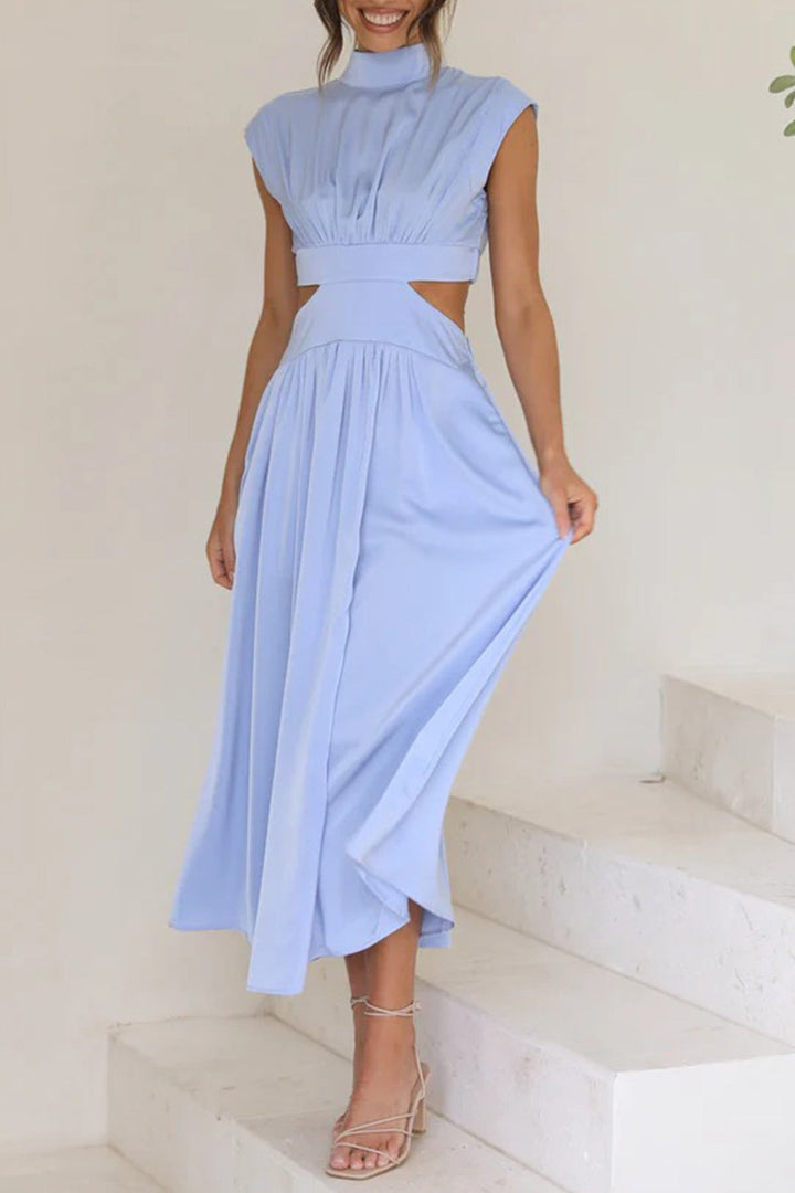 Mock Neck Cutout Midi Kleid – Élara