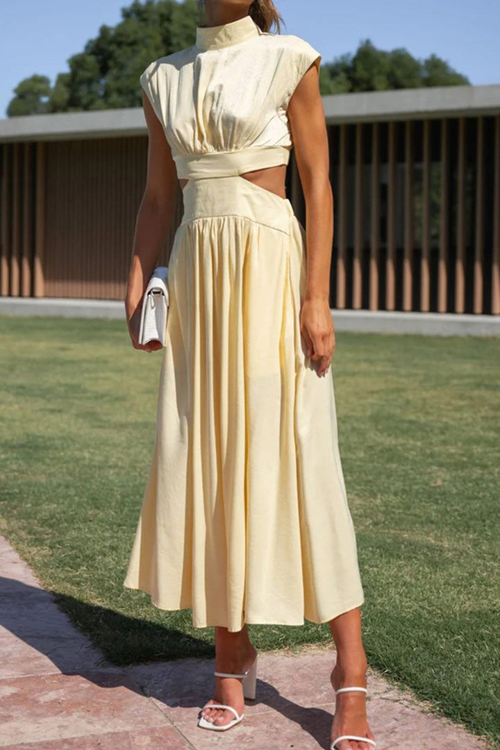 Mock Neck Cutout Midi Kleid – Élara