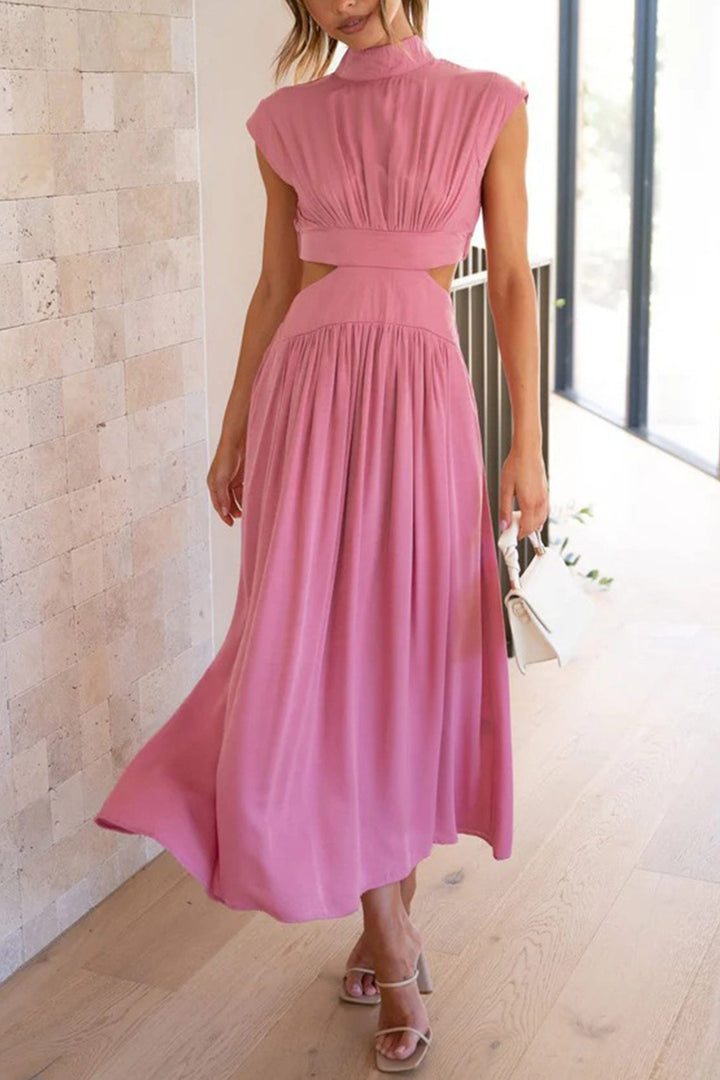 Mock Neck Cutout Midi Kleid – Élara