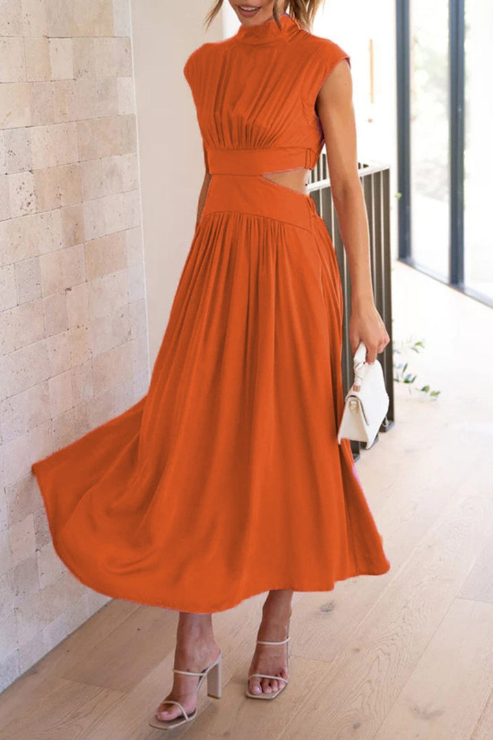 Mock Neck Cutout Midi Kleid – Élara