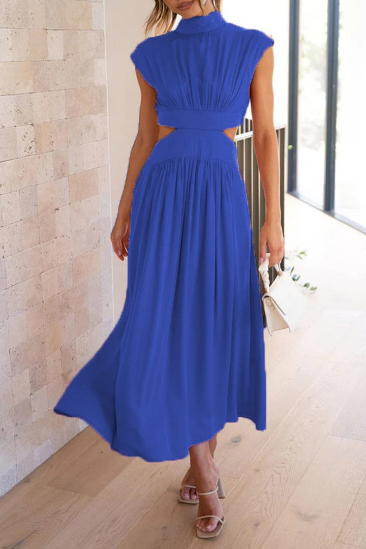 Mock Neck Cutout Midi Kleid – Élara