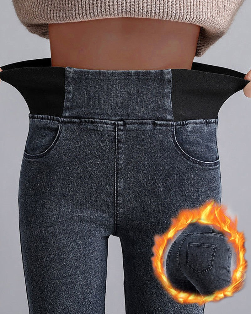 Echoarchiv - Bequeme Winter Thermische Warme Fleece Futter Leggings mit Hohem Taillenschnitt für Frauen