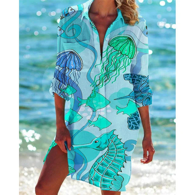Echoarchiv | Bluse Hawaiiante Druck Tropische Blumen