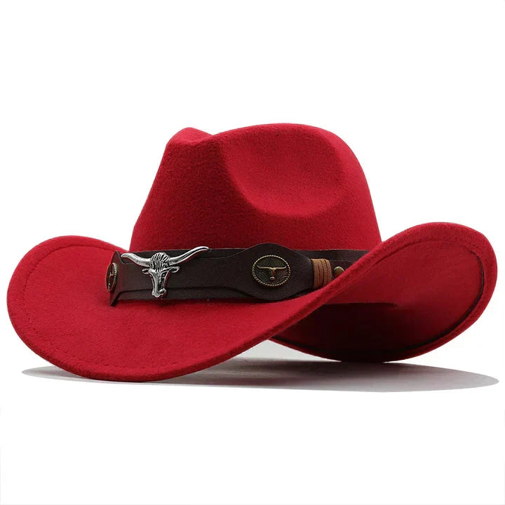 Echoarchiv - Western-Stil Filzhut mit Stier-Schnallenband
