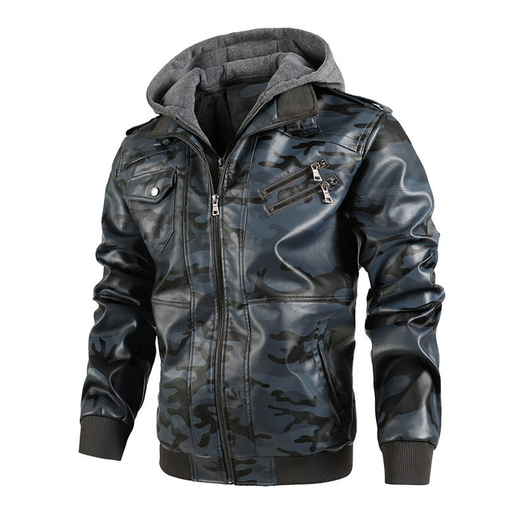Premium Herren Lederjacke Mit Kapuze