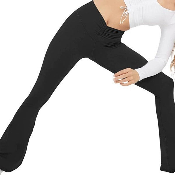 Damen Hohe Taille Flared Leggings mit Raffungen Echo Archiv