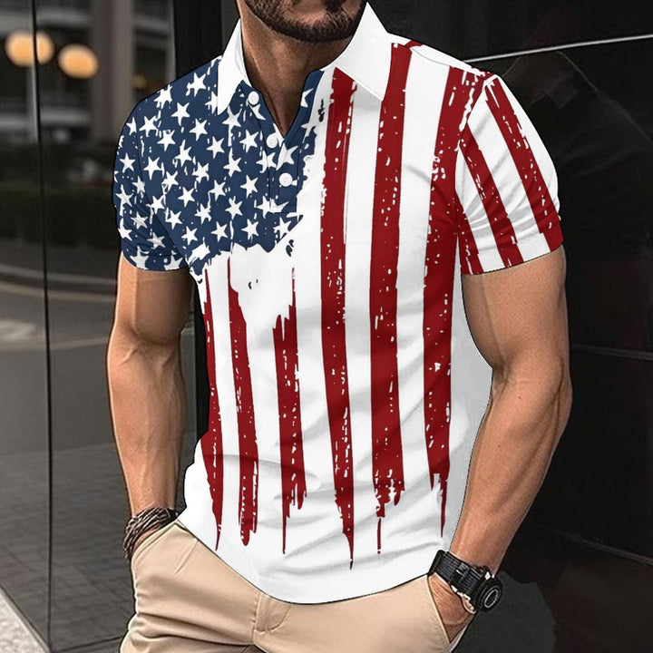 Herren modisches Polohemd mit patriotischem Design Echoarchiv