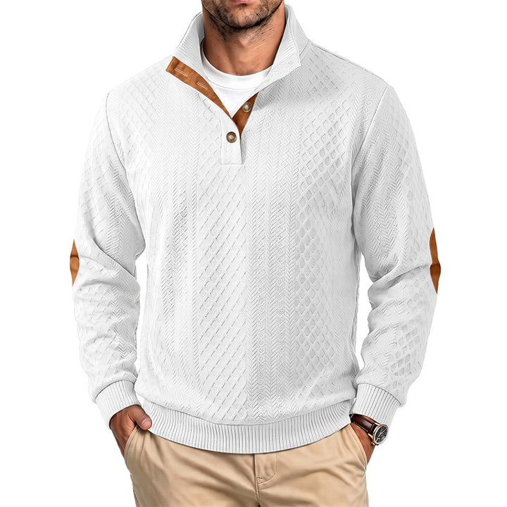 Herren Feinstrukturierter Troyer-Pullover mit Kragenbesatz und Ellbogen-Patches – Norvane