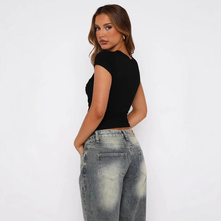 Damen figurbetontes Wickeloberteil mit elastischen Raffungseffekten Echo Archiv