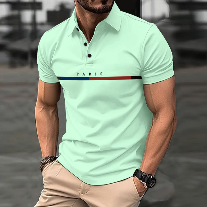 Herren Polohemd mit modernem Grafikelement Echoarchiv