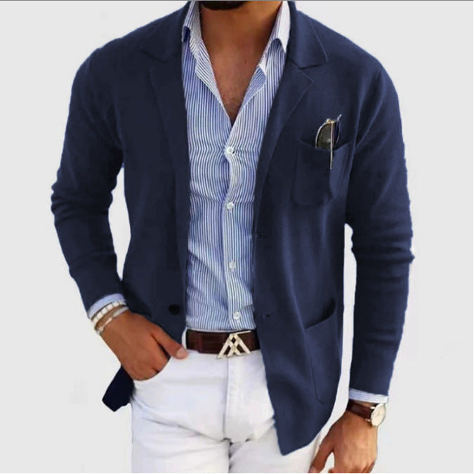 Herren lässiger Blazer mit feiner Struktur Echoarchiv