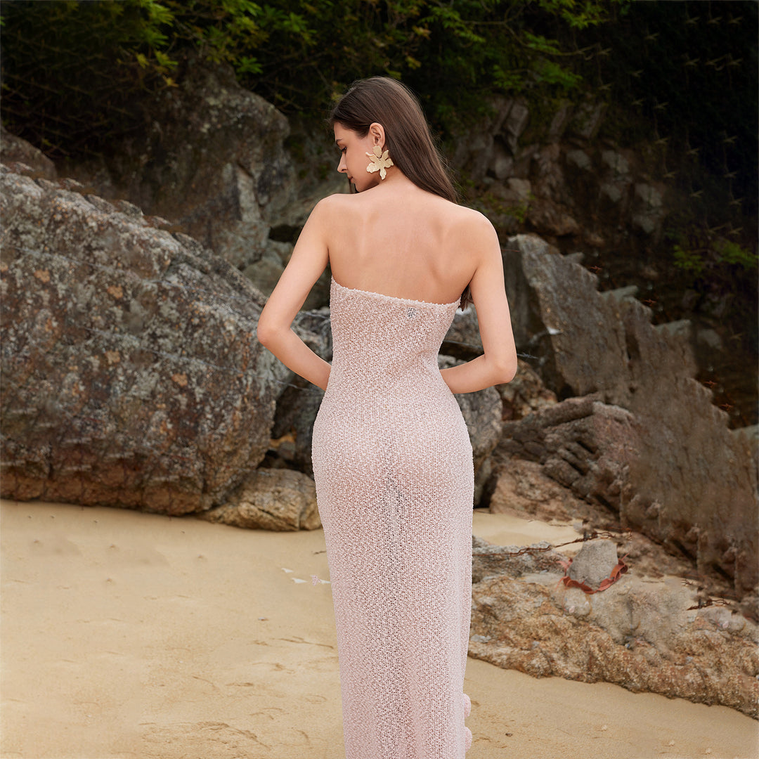 Damen figurbetontes Strandkleid mit Blumenapplikationen Echo Archiv