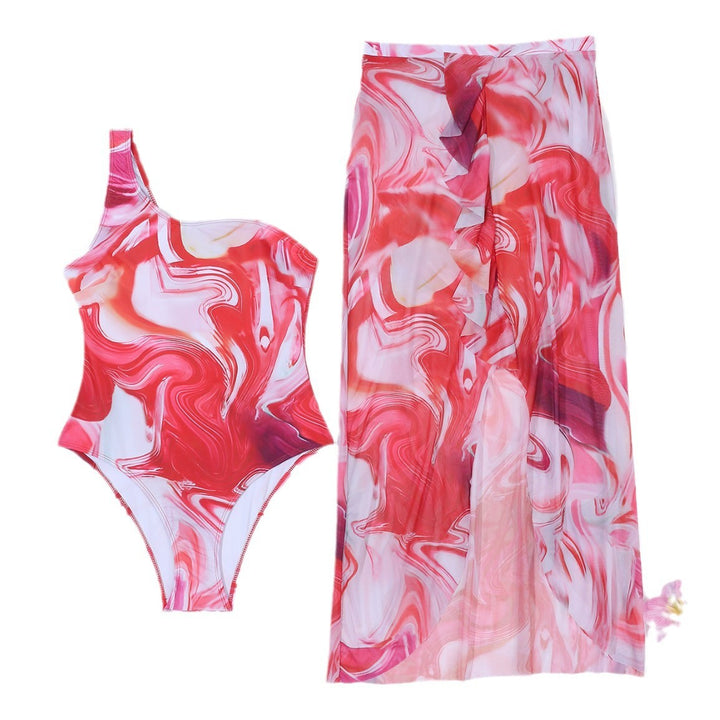 Damen Eleganter asymmetrischer Badeanzug mit passendem Pareo Echo Archiv