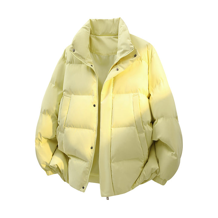 Herren Kurz geschnittener Oversize-Puffer mit Stehkragen, Druckknopfblende und verdecktem Reißverschluss Echoarchiv