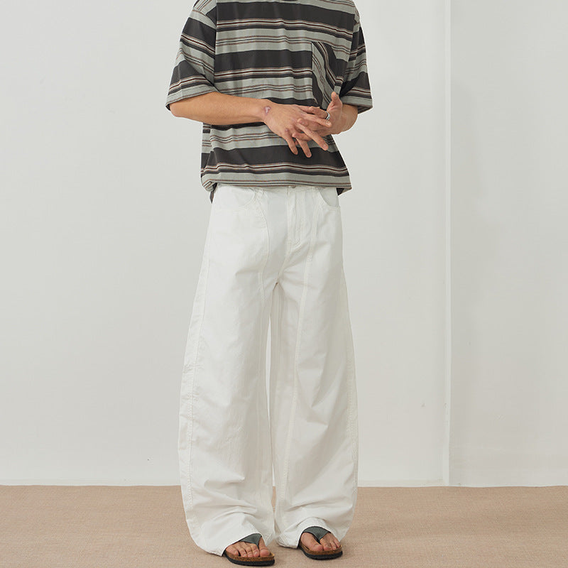 Herren Extraweite Baggy-Hose aus leichtem Baumwoll-Twill mit Tunnelzugsaum und Teilungsnähten Echo Archiv