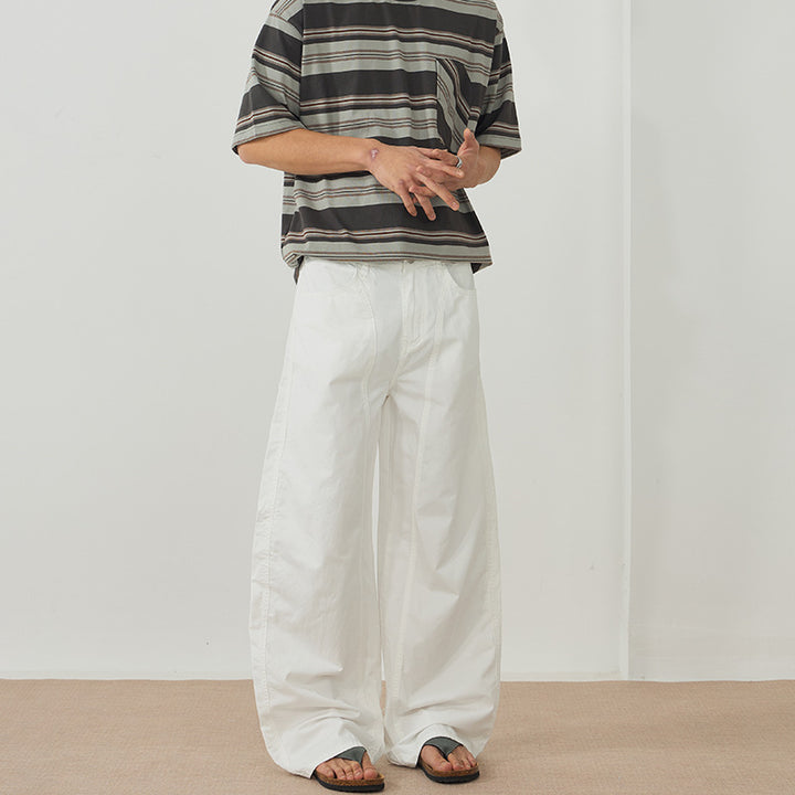 Herren Extraweite Baggy-Hose aus leichtem Baumwoll-Twill mit Tunnelzugsaum und Teilungsnähten Echo Archiv