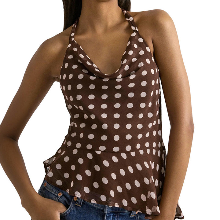 Damen Hängerchen-Top mit verspieltem Polka-Dots-Muster und voluminösem Saum Echo Archiv