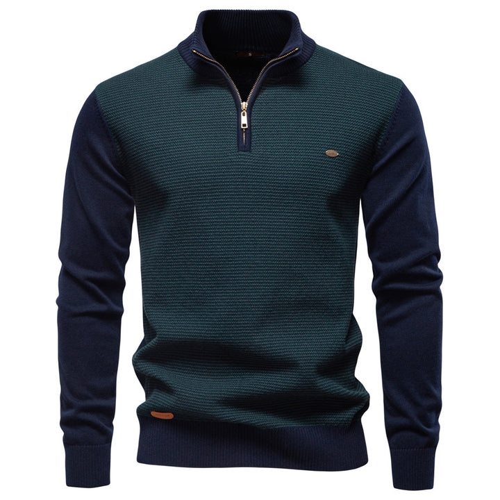 Herren Stehkragenpullover mit strukturiertem Muster Echoarchiv