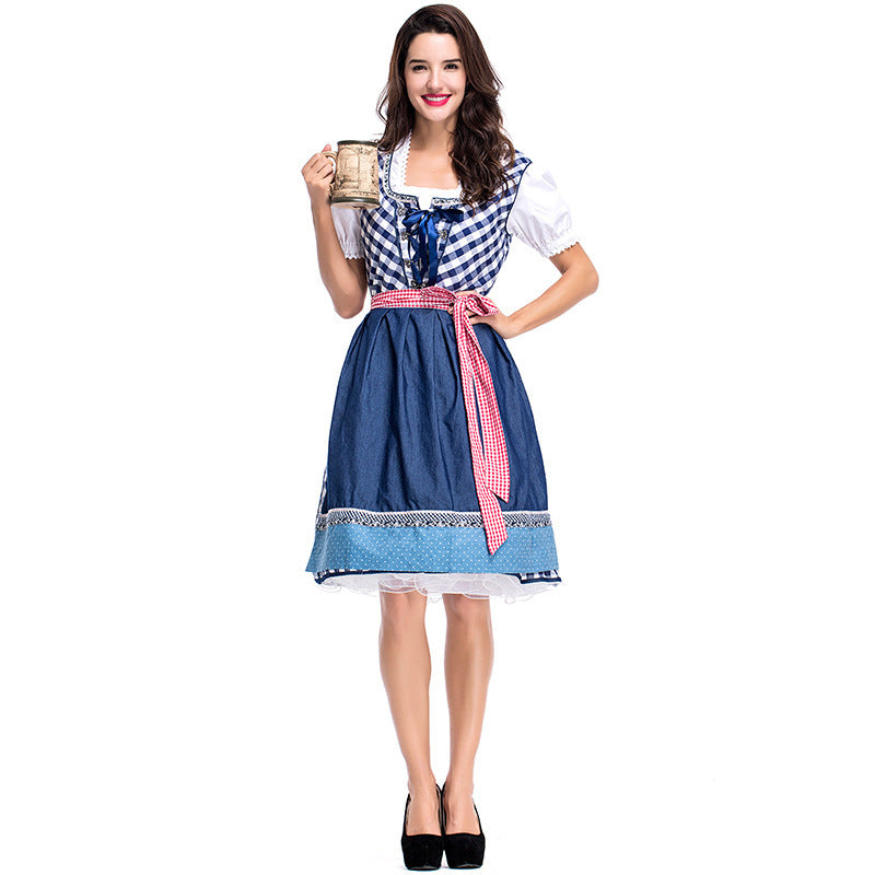 Damen nan traditionelles Trachten Dirndlkleid mit herzförmigem Ausschnitt, Schnürung und abnehmbarer Schürze Echo Archiv
