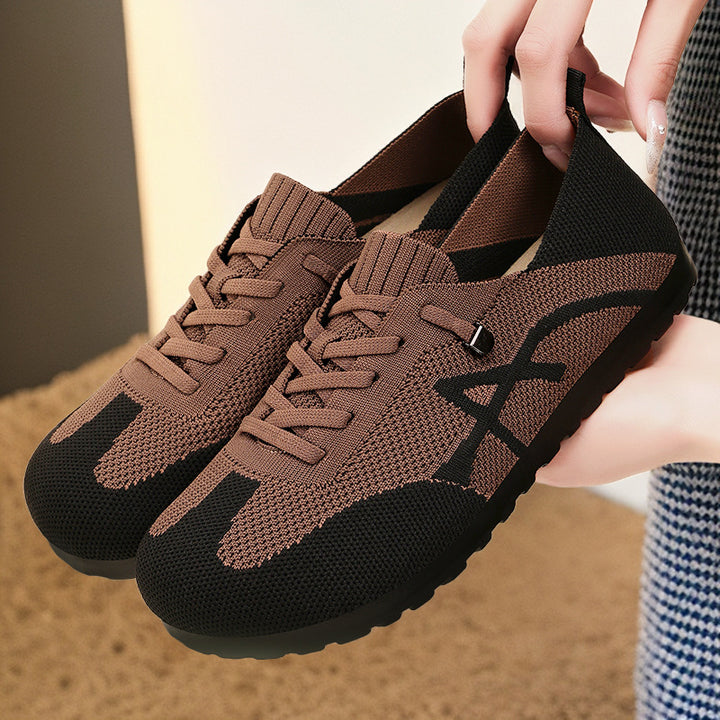 Damen nan komfortabler gestrickter Slip-On Sneaker mit elastischem Schaft, dekorativer Schnürung und flexibler rutschfester Laufsohle Echo Archiv