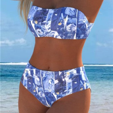 Damen Bikini-Set mit elegantem Bandeau-Oberteil und hochgeschnittenen Shorts Echo Archiv