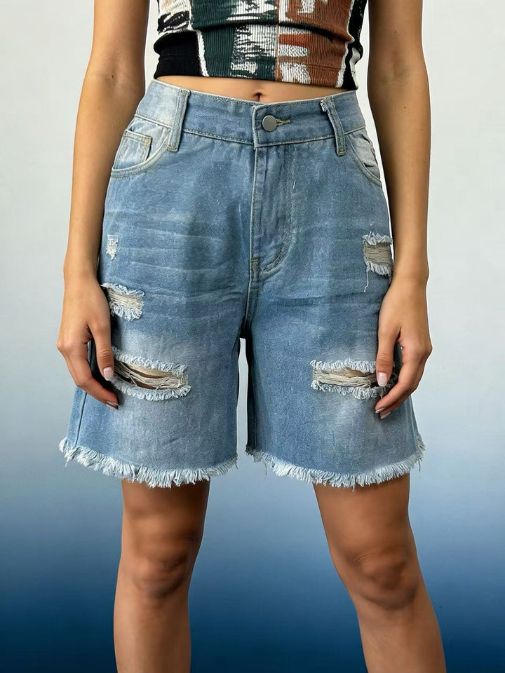 Damen modische Destroyed Denim-Shorts mit raffinierter Taillierung Echo Archiv