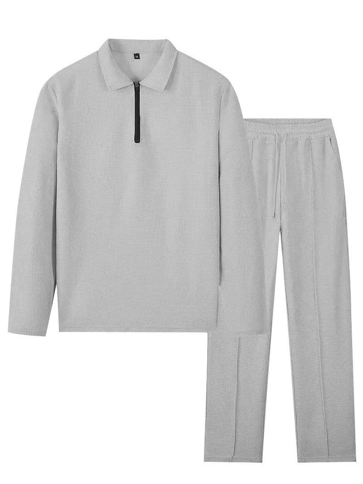 Herren Sportliches Relaxed-Fit Freizeitset mit Stehkragen Echoarchiv