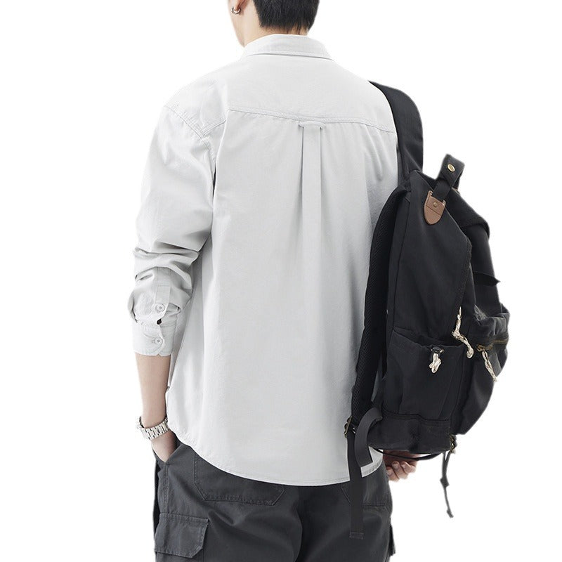 Herren Oversized Baumwollhemd mit doppelten Brusttaschen und Relaxed-Fit Echo Archiv