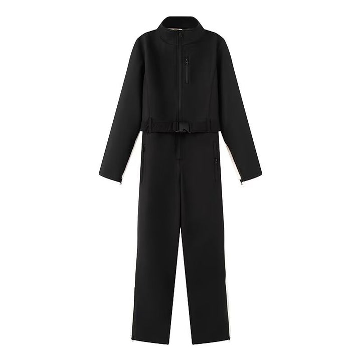 Damen Utility-Overall mit Taillengürtel, Reißverschlüssen und Stehkragen Echo Archiv