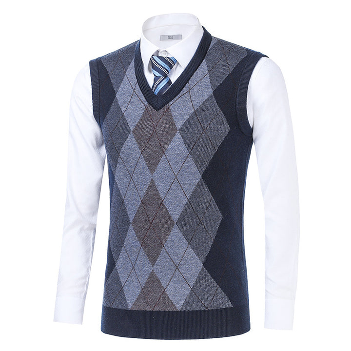 Herren elegante Argyle-Strickweste Echoarchiv