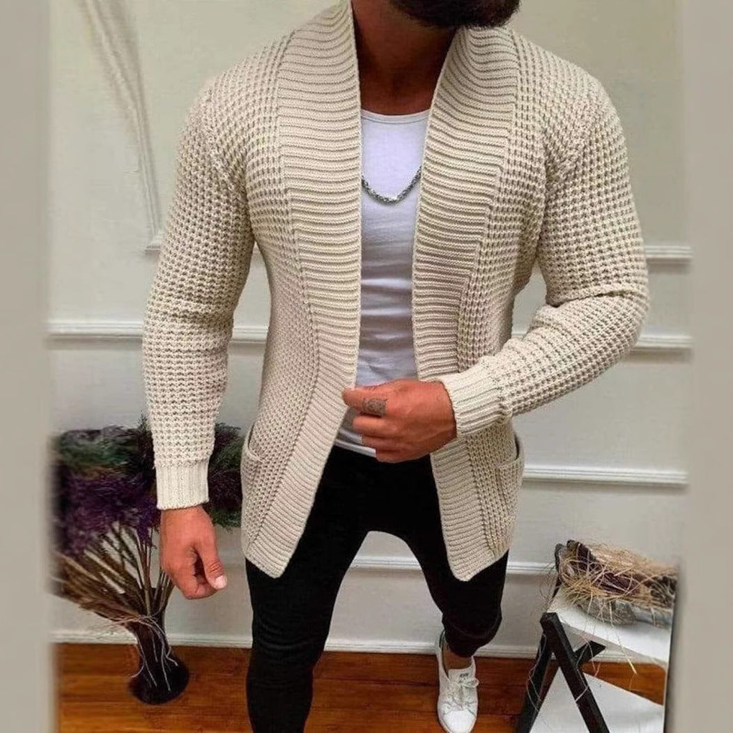 Herren Strickcardigan mit Schalkragen und strukturiertem Waffelmuster Echo Archiv