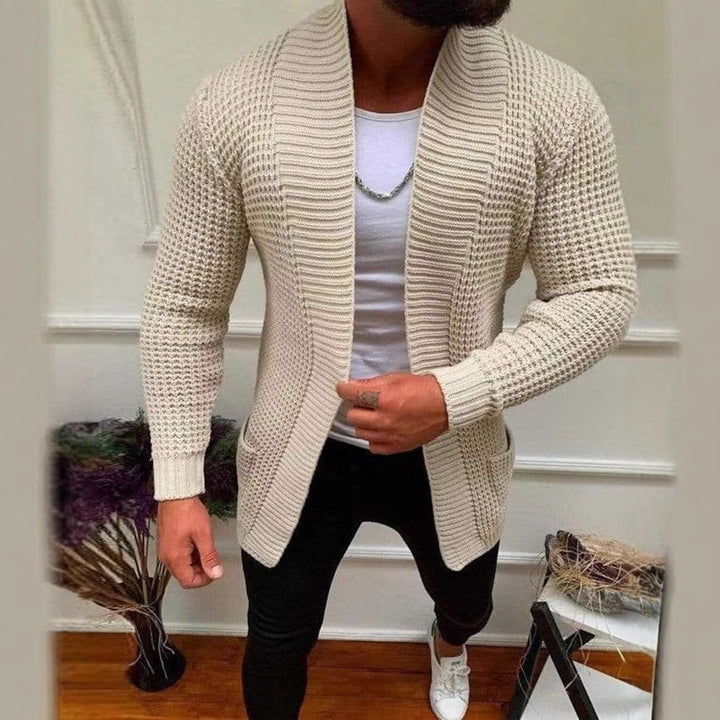 Herren Strickcardigan mit Schalkragen und strukturiertem Waffelmuster Echo Archiv