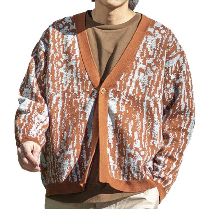 Herren modischer Strick-Cardigan mit stylishem Muster und V-Ausschnitt Echoarchiv