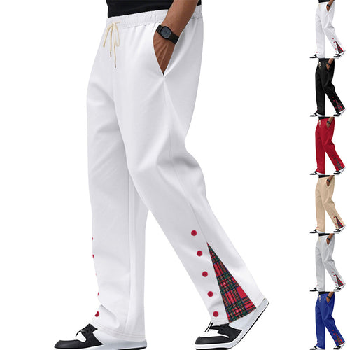 Herren Relaxed-Fit Jogginghose mit Karo-Seitenpasse, Druckknopfleiste & Kordelzug – Sorevano