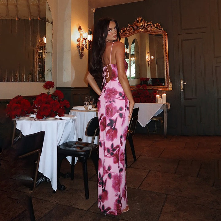 Damen Sommerliches Maxikleid mit floralem Druck und dünnen Trägern Echo Archiv