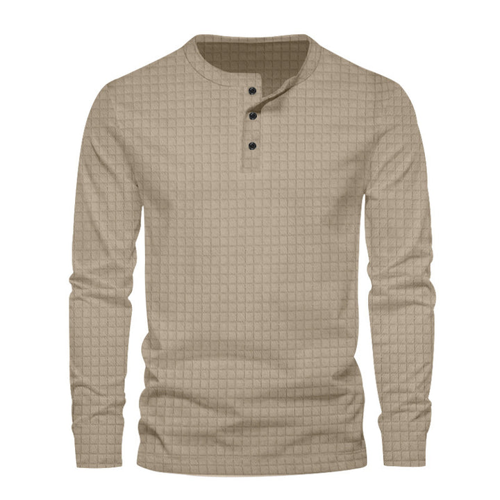 Herren Langarmshirt mit strukturiertem Gewebe und Knopfleiste Echoarchiv
