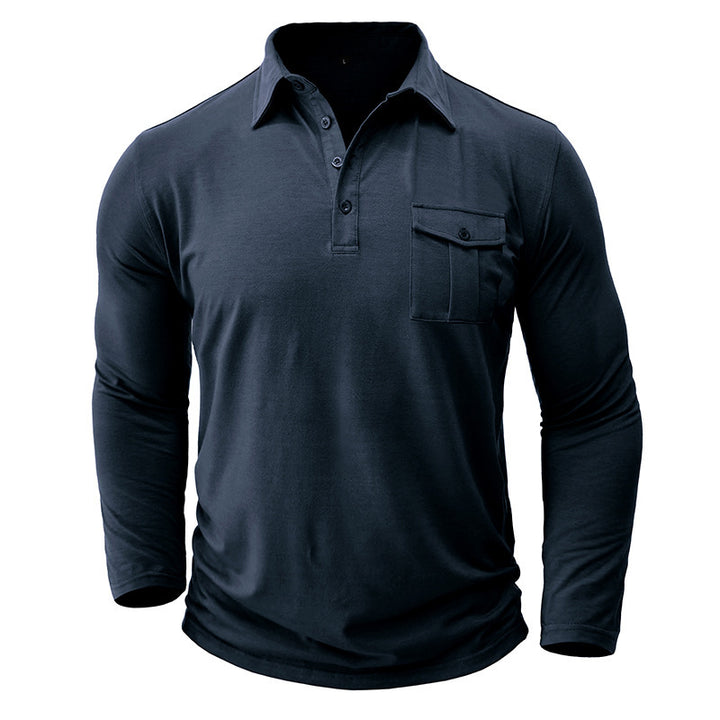 Herren Langarm Poloshirt mit modernem Stehkragen Echoarchiv