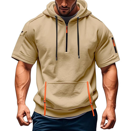 Herren Kurzarm Hoodie mit funktionalen Taschen Echoarchiv
