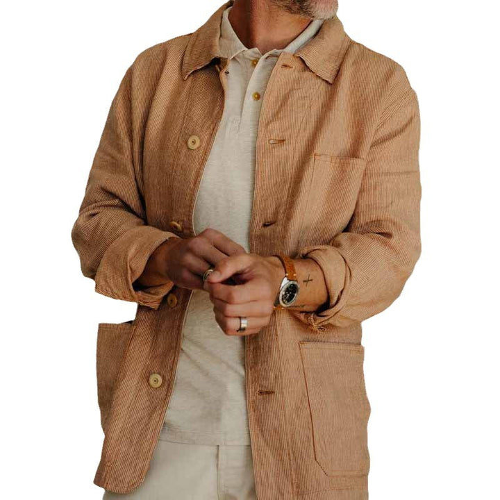 Herren zeitloser Cord-Mantel mit praktischen Taschen und Knopfdetails Echoarchiv