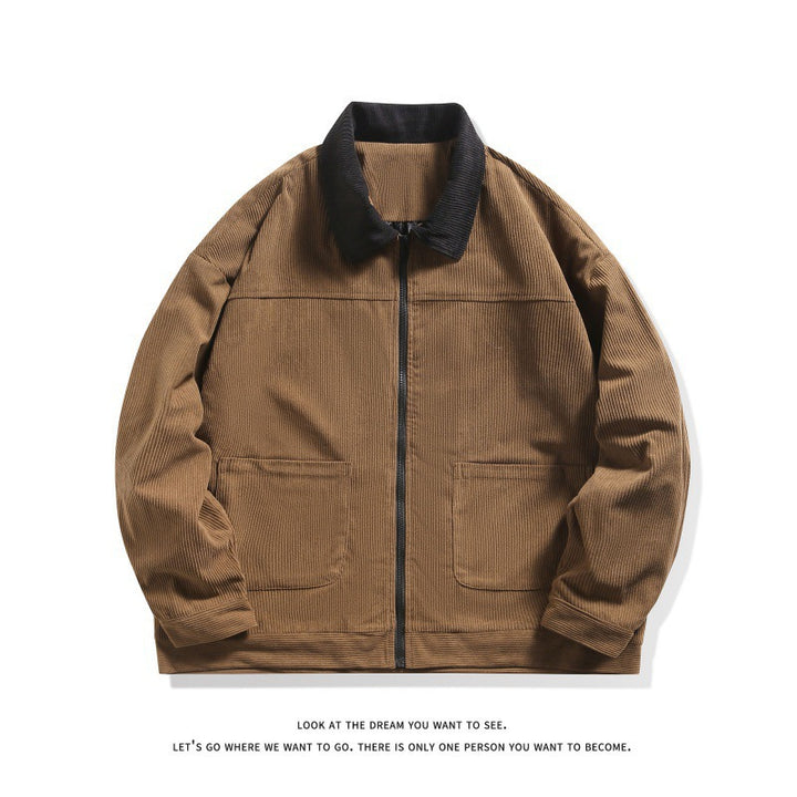 Herren nan gefütterte Cordjacke mit Kontrastkragen und Frontreißverschluss Echo Archiv