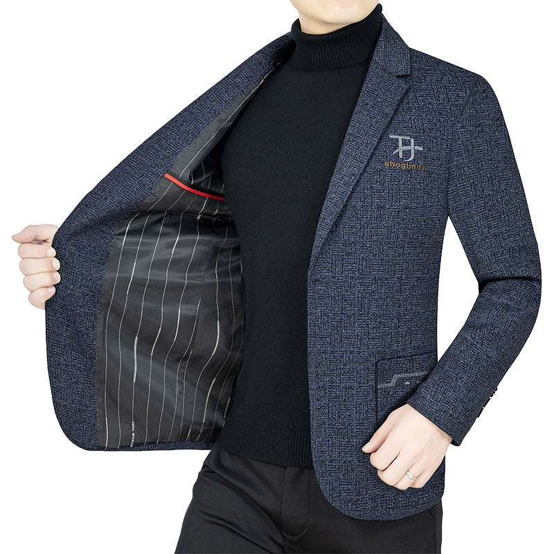 Herren Modernes Einreihiges City-Blazer mit aufgesetzten Taschen und leichter Halbfütterung – Tianoro