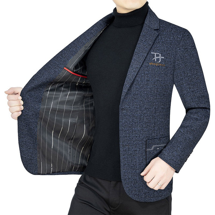 Herren Modernes Einreihiges City-Blazer mit aufgesetzten Taschen und leichter Halbfütterung – Tianoro
