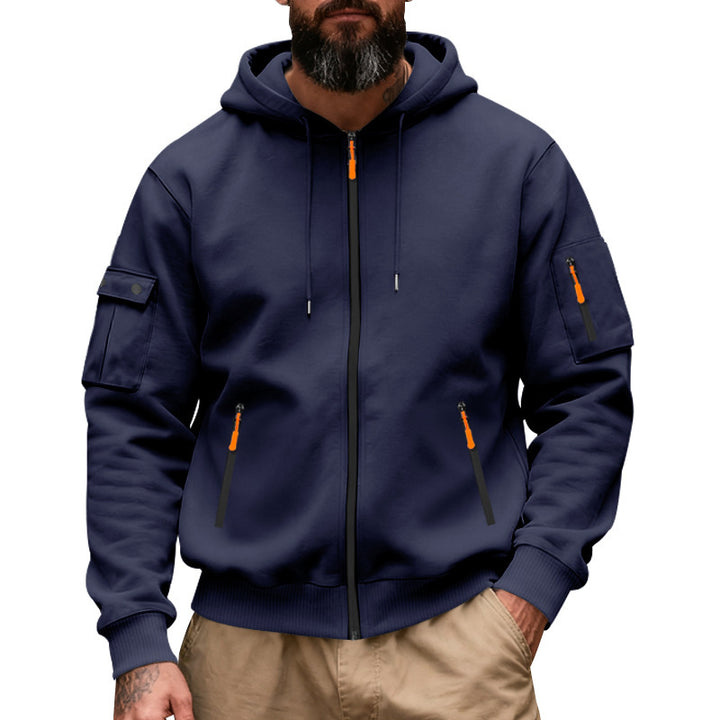 Herren praktische Kapuzenjacke mit funktionalen Reißverschluss-Taschen Echoarchiv