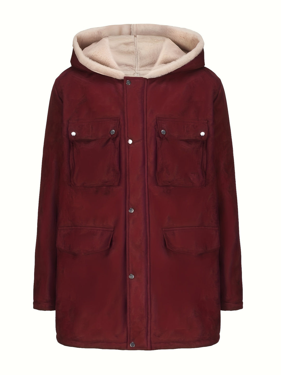 Herren Parka im Field‑Stil mit Teddyfutter in Kapuze, aufgesetzten Pattentaschen und Druckknopfverschluss Echoarchiv