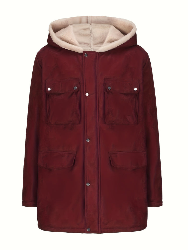 Herren Parka im Field‑Stil mit Teddyfutter in Kapuze, aufgesetzten Pattentaschen und Druckknopfverschluss Echoarchiv