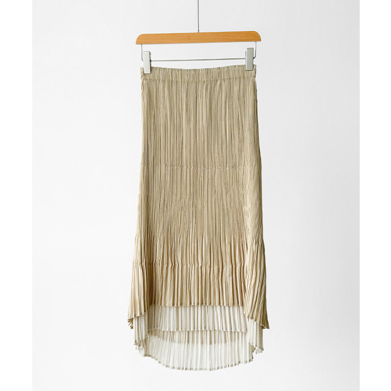 Damen Eleganter Plisseerock mit asymmetrischem Saum Echoarchiv