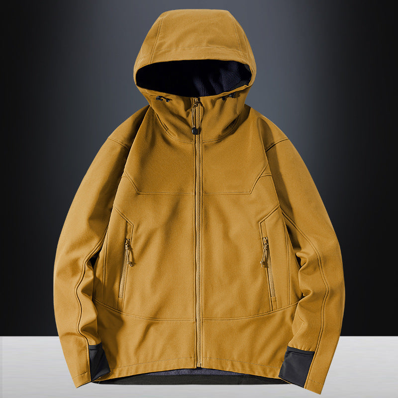 Herren Softshell Outdoorjacke mit winddichter, atmungsaktiver Membran und verstellbarer Kapuze Echo Archiv