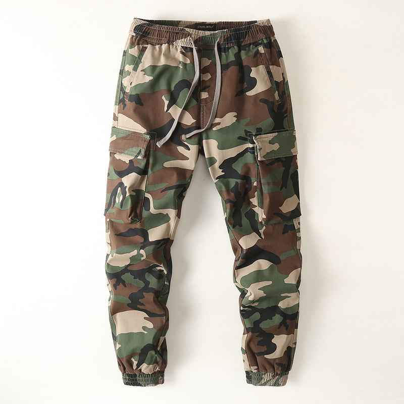 Herren Slim-Fit Cargohose im Tarnmuster mit elastischem Tunnelzugbund und verstärkten Knien Echoarchiv